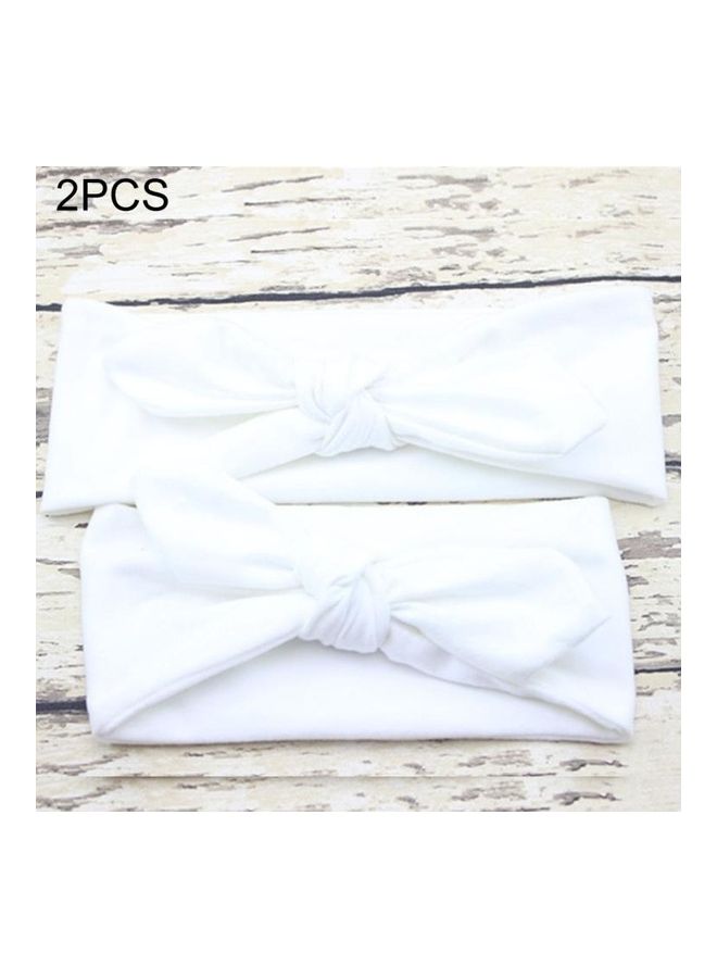 NIBEMINENT 2-Piece Mom and Baby Parent-Child Creative Cute Bowknot Elastic Cotton Hair Band White - Image 1