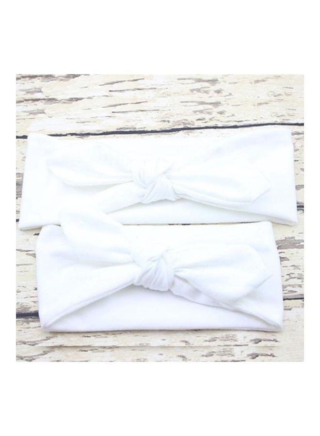NIBEMINENT 2-Piece Mom and Baby Parent-Child Creative Cute Bowknot Elastic Cotton Hair Band White - Image 2