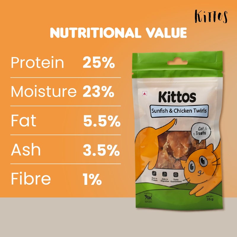 Schesir Tuna with Whitebaits Wet Cat Food 85g + Kittos Sunfish Chicken Twirls 35g Natural Wet Food + Real Meat Treat Protein-Rich Combo for Cats Supports Health & Taste - Image 5