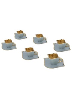 Alsaif Gallery A Set Of Gray And Gold Ceramic Coffee Cups And Saucers, 12 Pieces  - Image 2