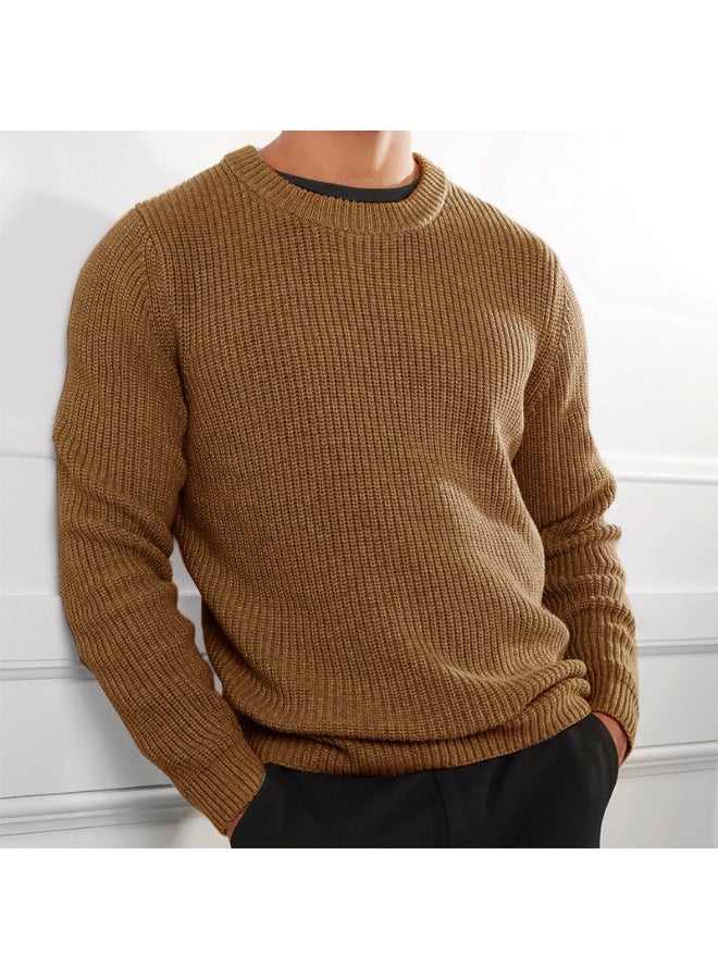 NIBEMINENT Pullovers Men Sweaters Knitted Tops Round Neck Full Sleeve Solid Knit Sweater Top Splice Casual Loose Regular Autumn Winter - Image 1
