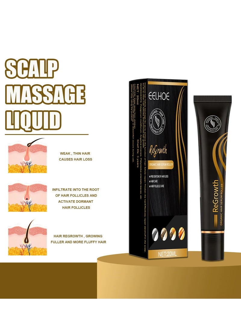 إيلهو Regrowth Organic Hair Serum Roller ، مصل تفاعلي لتدليك الشعر بالأعشاب ، مصل نمو الشعر للشعر الطبيعي ، لشعر أقوى وأكثر سمكا ، لتراجع خط الشعر والصلع 20 مل - Image 4