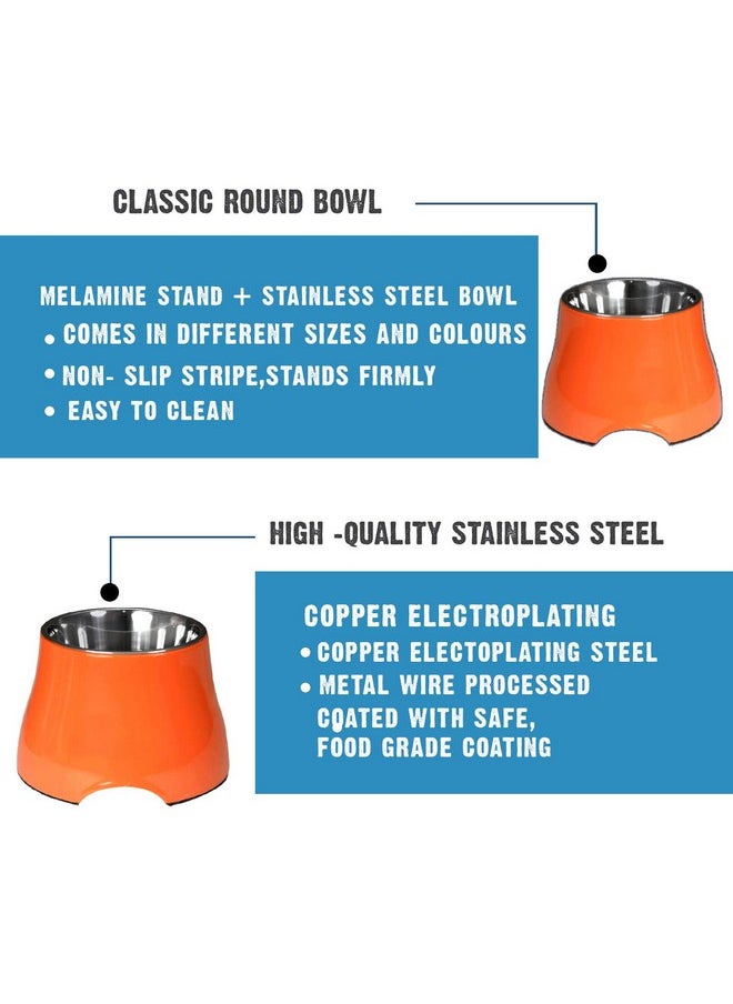 Goofy Tails Orange Elevated Dog Bowl| Melamine & Stainless Steel Dog Food Bowl with Anti-Skid Base| Dog Feeding Bowl for Cocker Spaniel & Long Eared Dogs Dog Bowl (Medium, 520ml) - pzsku/Z46EA4EACF6436C0C5927Z/45/_/1736426546/c46b7081-f948-42cd-abdf-af70f99d9020