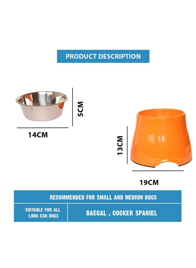 Goofy Tails Orange Elevated Dog Bowl| Melamine & Stainless Steel Dog Food Bowl with Anti-Skid Base| Dog Feeding Bowl for Cocker Spaniel & Long Eared Dogs Dog Bowl (Medium, 520ml) - pzsku/Z46EA4EACF6436C0C5927Z/45/_/1736426553/62f41f20-2f27-4030-9898-bd625ec2877e