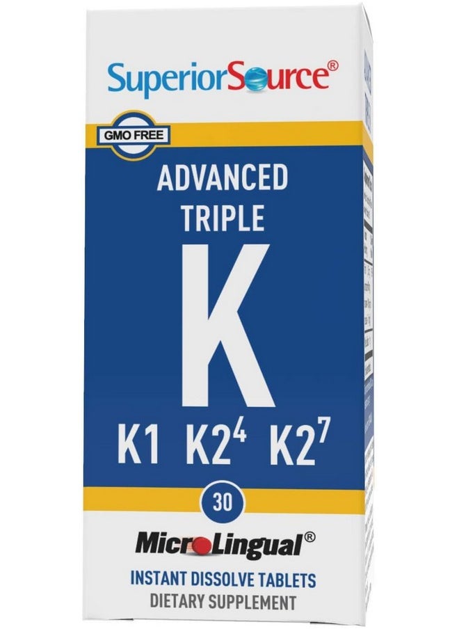 Superior Source Superior Source Triple K, 3-in-1 Formula, MK-4 500 mcg, MK-7 50 mcg, K1 500 mcg, Quick Dissolve MicroLignual Tablets, 30 Count, Healthy Bones and Arteries, Immune & Cardiovascular Support, Non-GMO  - Image 4