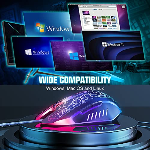 BENGOO Gaming Mouse Wired, Ergonomic Gamer Laptop PC Optical Computer Mice with RGB Backlit, 4 Adjustable DPI Up to 3600, 6 Programmable Buttons for Windows 7/8/10/XP Vista Linux -Black - Image 4
