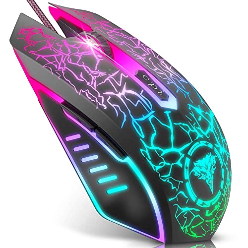 BENGOO Gaming Mouse Wired, Ergonomic Gamer Laptop PC Optical Computer Mice with RGB Backlit, 4 Adjustable DPI Up to 3600, 6 Programmable Buttons for Windows 7/8/10/XP Vista Linux -Black - Image 1