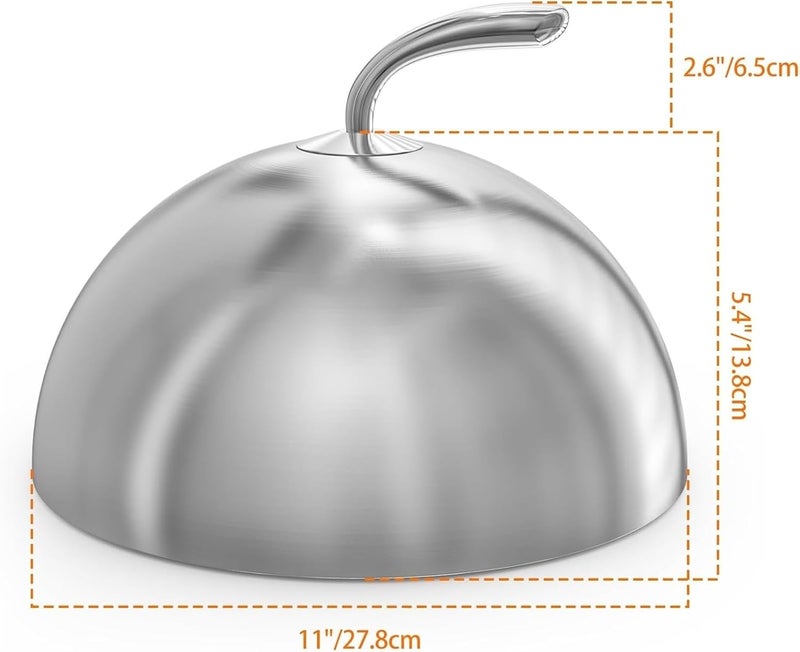 Cheese Melting Dome, Round Basting Cover with Handle, Stainless Steel Griddle Accessories for Flat Top Griddle Grill Indoor/Outdoor Kitchen, Backyard, Parties Cooking - Image 2