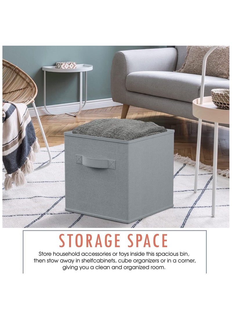Generic Collapsible Fabric Storage Cubes Organizer, Set of 4 Home Foldable Collapsible Storage Box, Fabric Cubby Organizer Baskets with Dual Handles, Cube Storage Bins for Shelf, Home and Office  - Image 4
