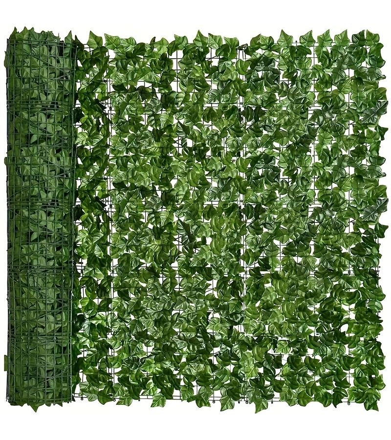 6 Pieces Sweet Potato Leaves Ivy Retractable Fence Privacy Barrier Net High Density Dark Green Leaf Balcony Shading Decorative Garden Courtyard UV Resistant Weatherproof 50x50cm - Image 2