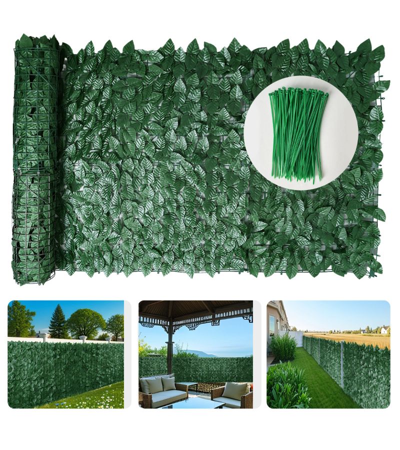 6 Pieces Sweet Potato Leaves Ivy Retractable Fence Privacy Barrier Net High Density Dark Green Leaf Balcony Shading Decorative Garden Courtyard UV Resistant Weatherproof 50x50cm - Image 5
