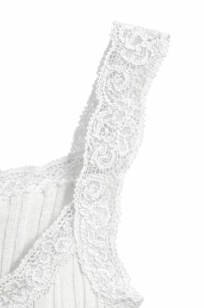 MIXRAY Fitted sleeveless lace ribbed blouse with buttons - Image 3