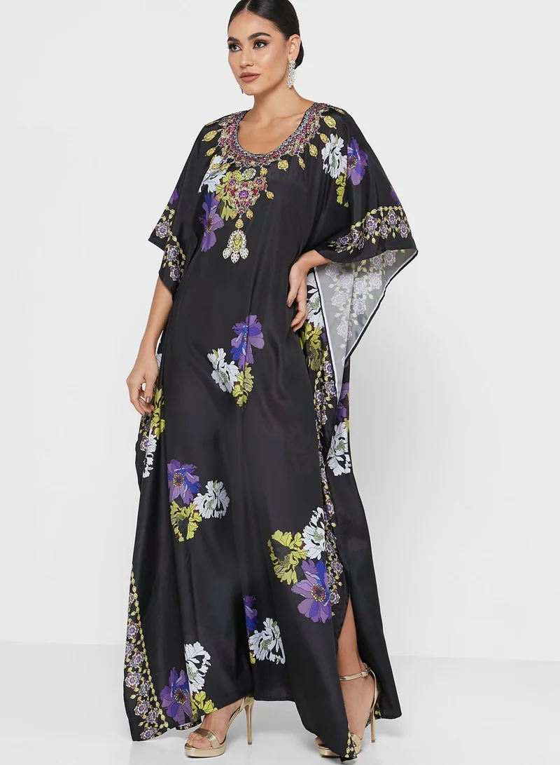 ARABIAN CLOSET Cape Sleeve Printed Kaftan