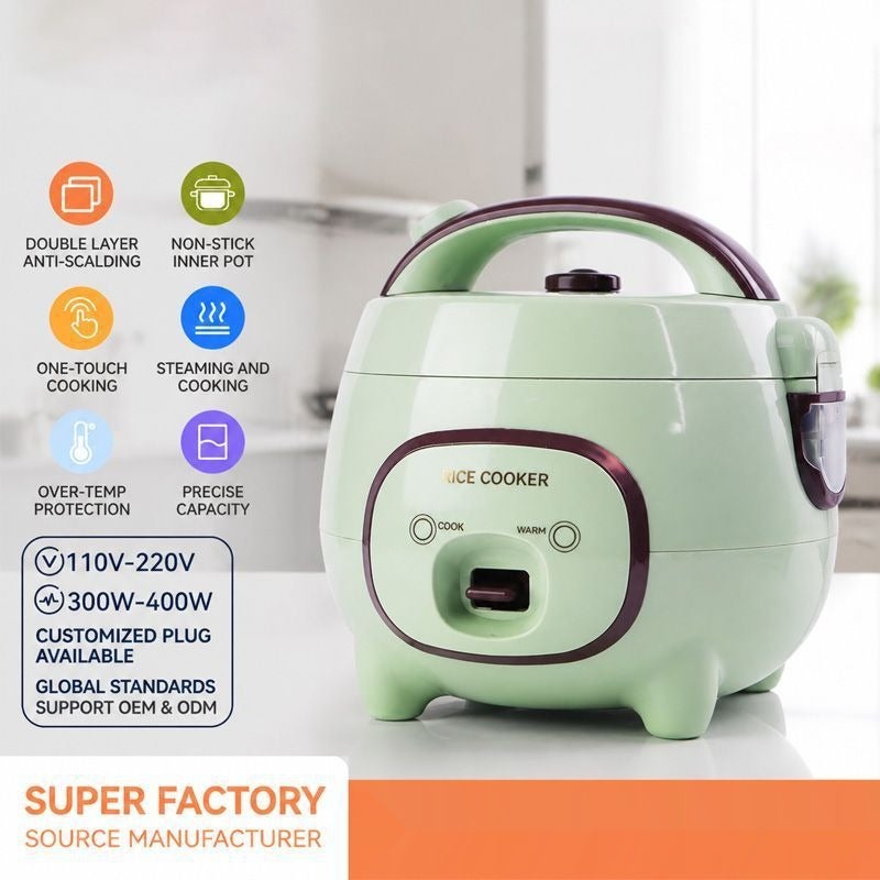 Mini Rice Cooker 110V-220V Non-Stick Inner Pot Dual-Use for Steaming and Cooking, Wholesale for Dorms and Homes - Image 1