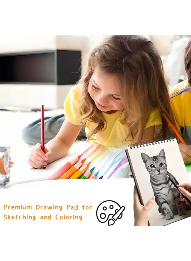 شبيلي دفتر رسم للأطفال عمر 3+ بتجليد حلزوني، أوراق للرسم والتلوين والكتابة، مناسب للتدريب الفني والتلوين، ورق سميك متعدد الاستخدامات للأقلام والماركر والألوان المائية للمبتدئين (برتقالي) - Image 3