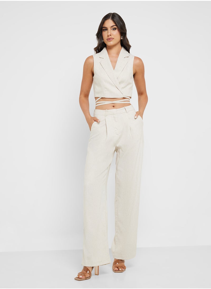 VERO MODA - High Waist Wide Leg Linen 32" Pants - Image 1