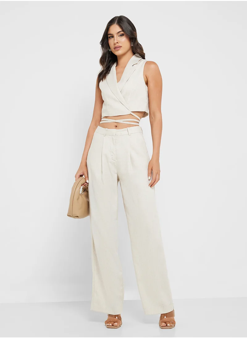 VERO MODA High Waist Wide Leg Linen 32" Pants
