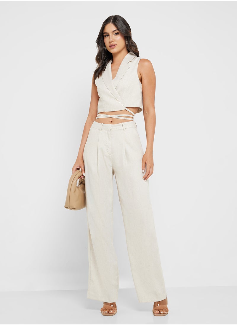 VERO MODA - High Waist Wide Leg Linen 32" Pants - Image 1