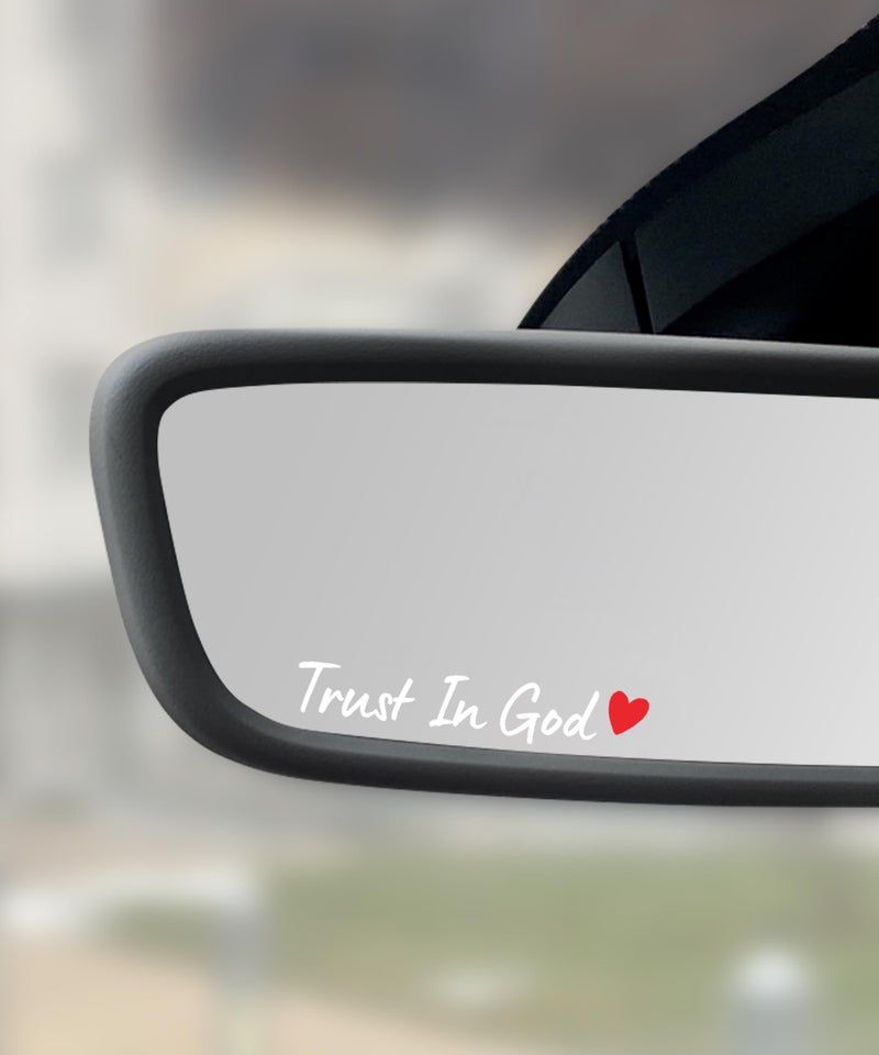 SCUARI 4PCS Car Stickers,Cars Decals,Car Accessories Trust in God Rearview Mirror Sticker,Auto Stickers and Decals,Auto Decals for Women,Trust in God Mirror Decoration,Fits Most Vehicles (White&Red) - Image 1