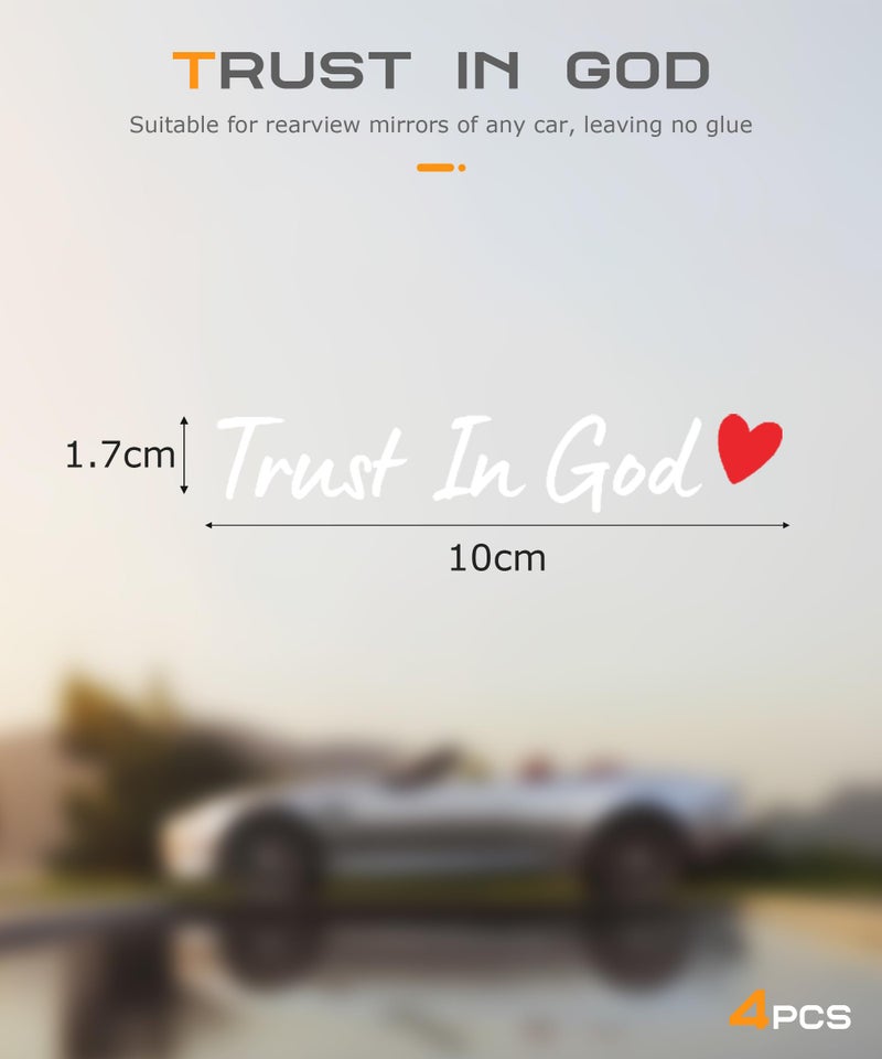 SCUARI 4PCS Car Stickers,Cars Decals,Car Accessories Trust in God Rearview Mirror Sticker,Auto Stickers and Decals,Auto Decals for Women,Trust in God Mirror Decoration,Fits Most Vehicles (White&Red) - Image 2