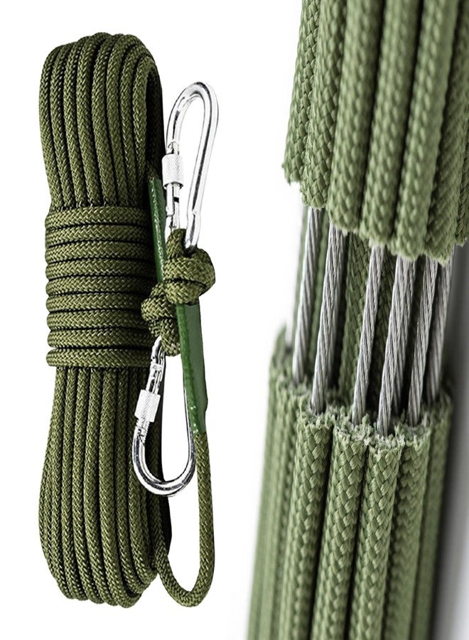 Pemoupnd Climbing Rope Built in Steel Wire Static Rock Climbing Rope for Escape Rope Ice Climbing Equipment Fire Rescue Parachute(32 ft) - Image 1