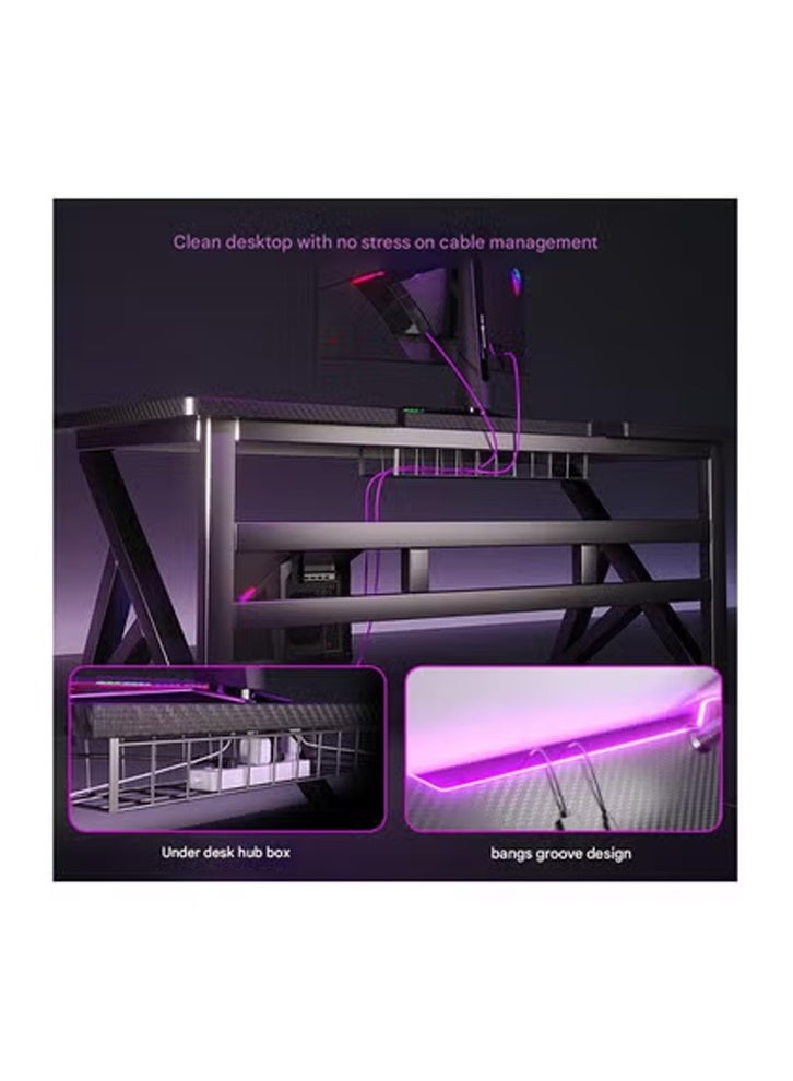 كلناميان طاولة كمبيوتر متعددة الوظائف للمكتب المنزلي 140 سم، لون أسود - Image 4