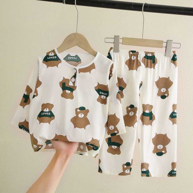Kids Pajama Set Cotton Breathable Sleepwear Little White Bear 