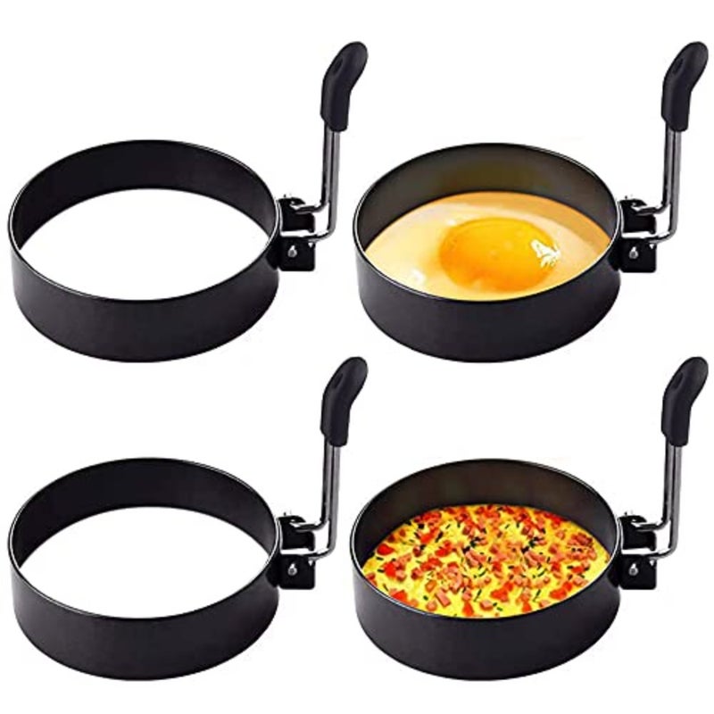 4 Pack Eggs Rings, Stainless Steel Round Breakfast Mold Tool Cooking, Round Egg Cooker Rings For Frying Shaping Cooking Eggs, Egg Maker Molds 4Pack - Image 1