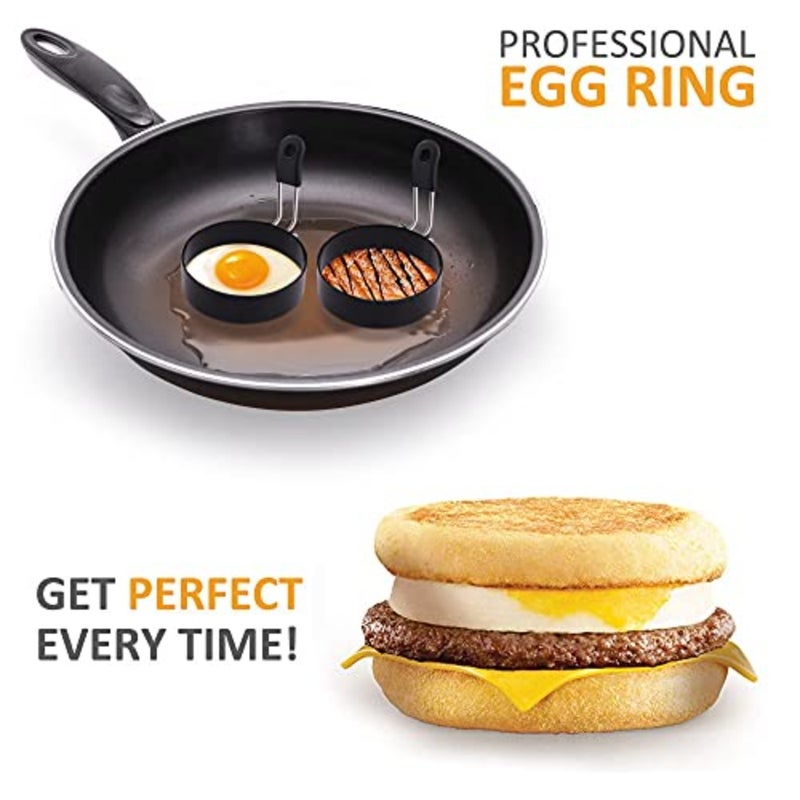 4 Pack Eggs Rings, Stainless Steel Round Breakfast Mold Tool Cooking, Round Egg Cooker Rings For Frying Shaping Cooking Eggs, Egg Maker Molds 4Pack - Image 2