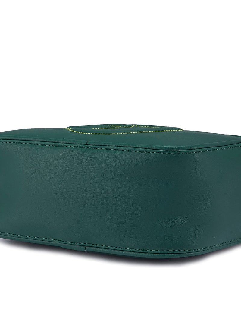 Caprese Dora Solid Dark Green Faux Leather Medium Sling Bag - Image 5
