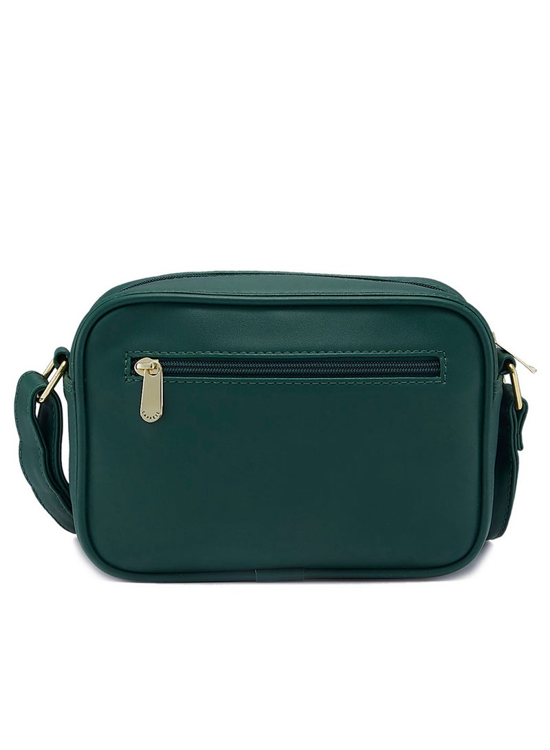 Caprese Dora Solid Dark Green Faux Leather Medium Sling Bag - Image 3