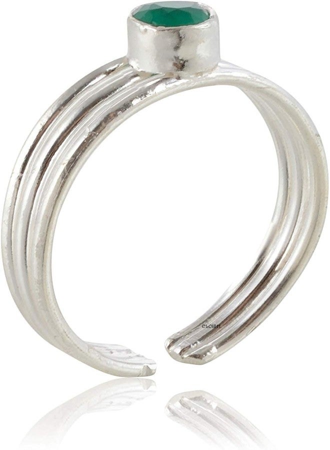 ELOISH 92.5 Sterling Silver Toe Rings for Women (GREENCZTOERINGS) - Image 2
