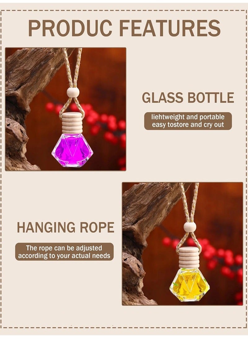 مجيد زجاجات معطر جو للسيارة، رائحة خفيفة تدوم طويلاً، قلادة زيت عطري للسيارة (زجاجتان مملوءتان) - Image 3