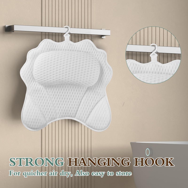 RUVINCE Bath Pillow RUVINCE Ergonomic Luxury Bathtub Pillow with Head,Neck, Shoulder and Back Support, 4D Bath Pillows for tub with 6 Powerful Suction Cups, Fits All Bathtub - Image 5