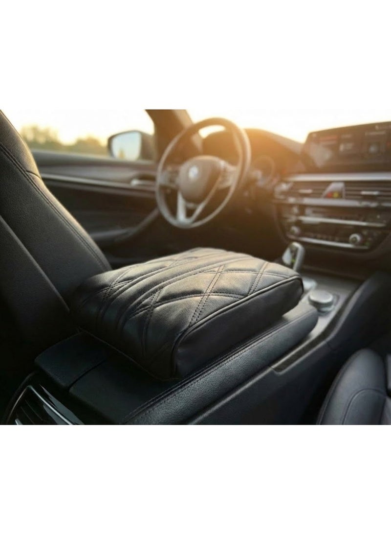 Center Console Armrest Cushion made of Memory Foam for Most Car Models - Black - Image 1