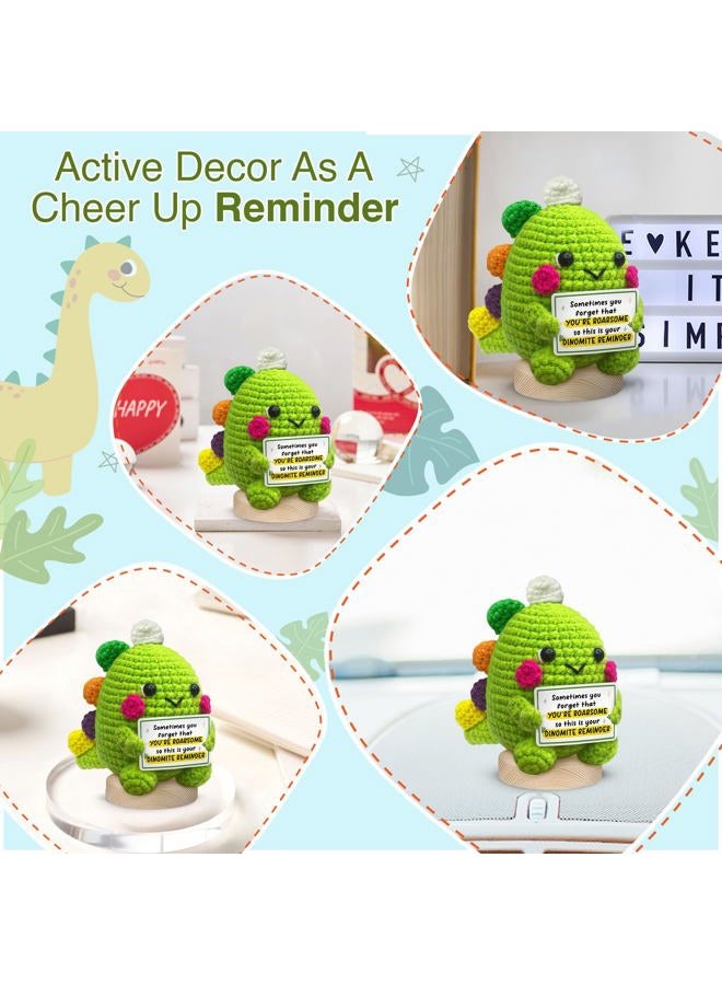 Gossby Positive Dino Shape 1 Crochet with Emotional Message - Christmas, Graduation, Birthday Gift - Handmade Crochet Animal Decor (Sometimes You Forget That You're ROARSOME) - Image 5
