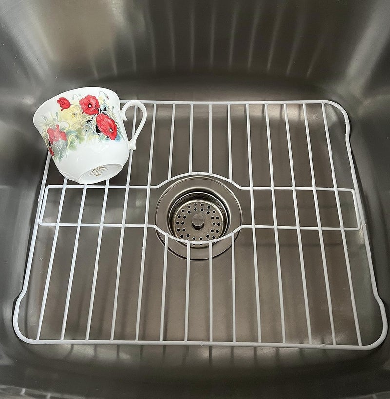SOFINNI Sink Protectors for Kitchen Sink Bottom with White Coating Grate Insert Grid Sink Bowl Drying Rack Steel Small (10.5" x 12.5") - Image 2