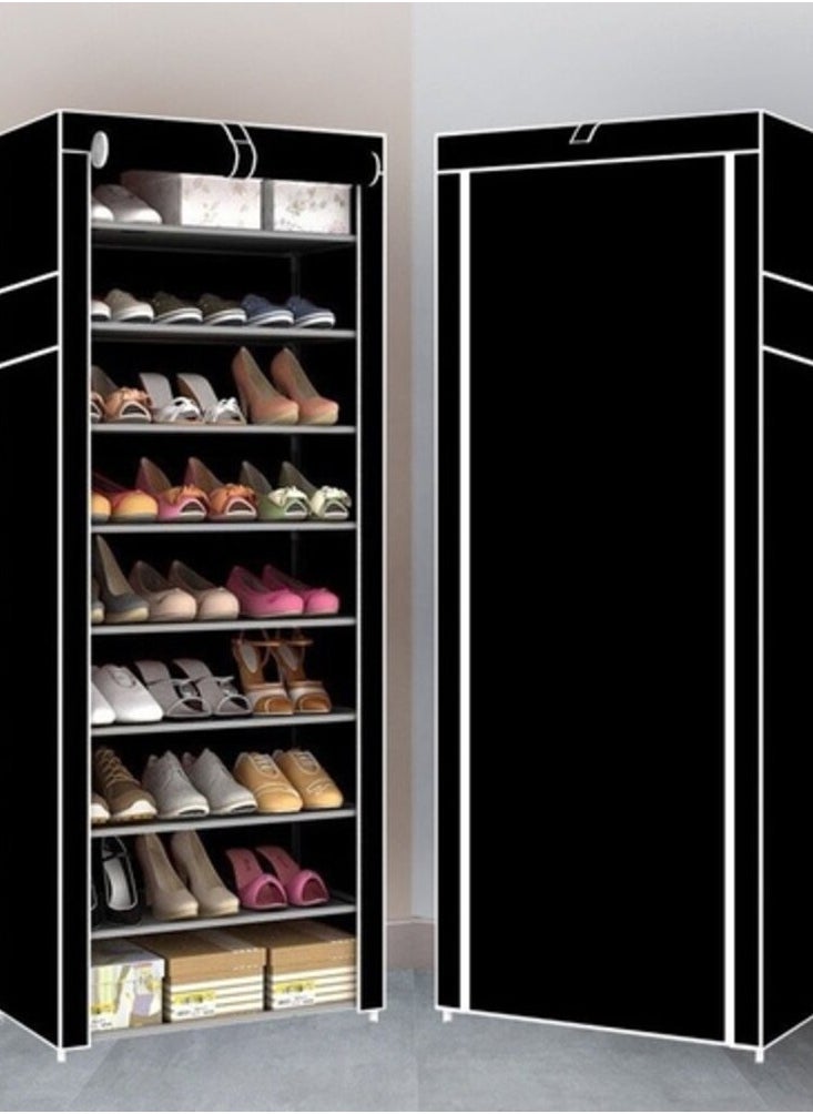 eBasket 7-Tier Shoe Rack, Shoe Cabinet Organizer (Black)  - Image 2