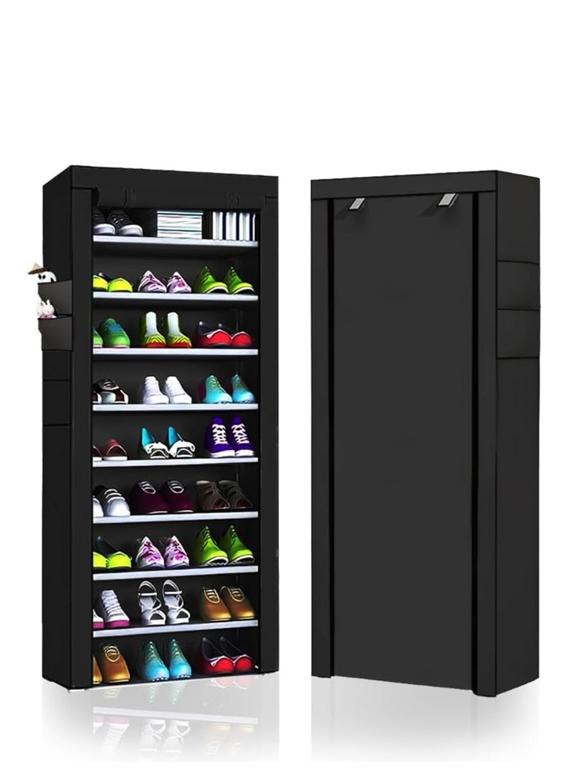 eBasket 7-Tier Shoe Rack, Shoe Cabinet Organizer (Black)  - Image 1