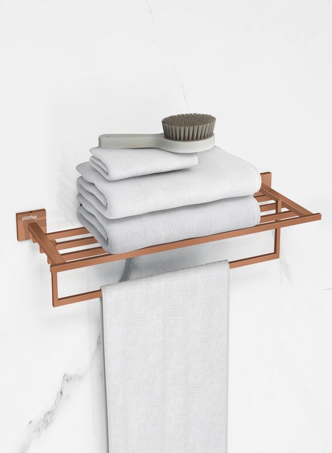 Plantex 304 Grade Stainless Steel 24 inch Towel Rack for Bathroom/Towel Stand/Hanger/Towel Bar/Bathroom Accessories - Benz (Rose Gold) - Image 1