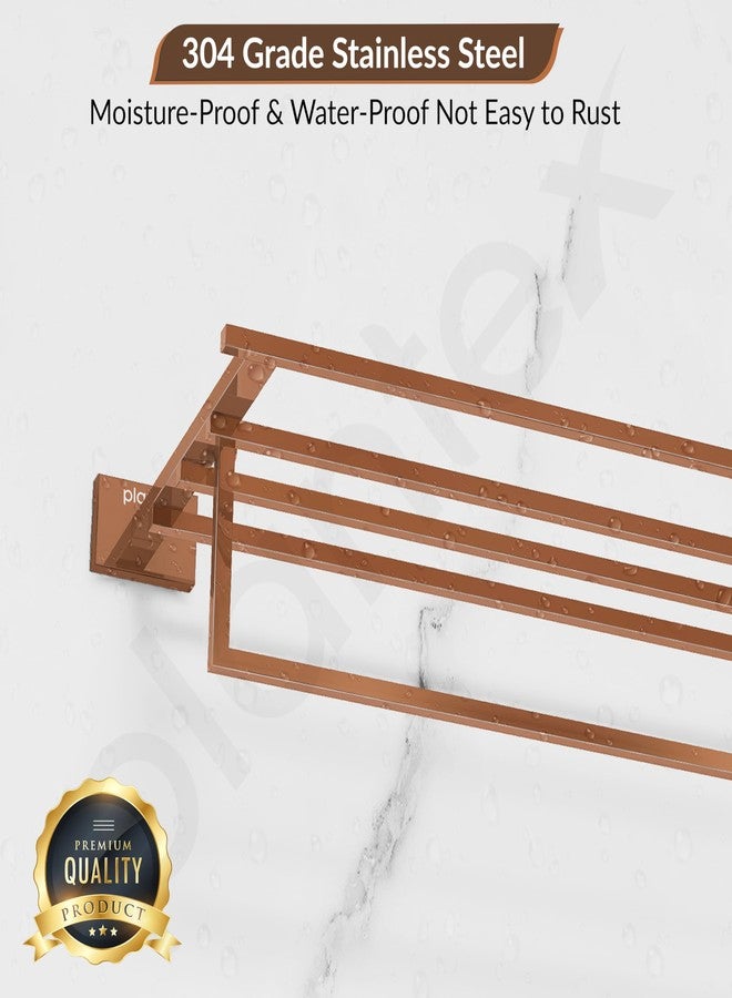 Plantex 304 Grade Stainless Steel 24 inch Towel Rack for Bathroom/Towel Stand/Hanger/Towel Bar/Bathroom Accessories - Benz (Rose Gold) - Image 4