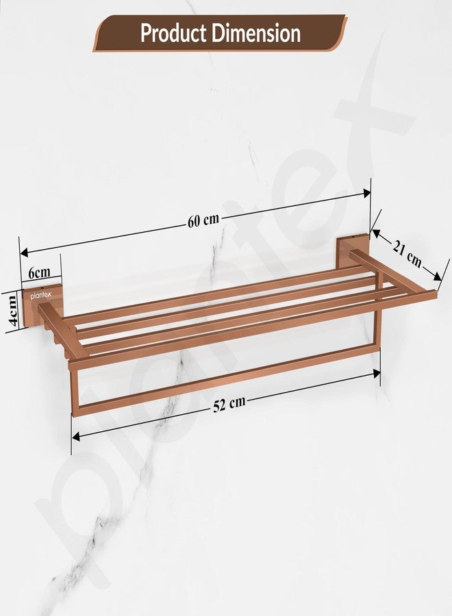 Plantex 304 Grade Stainless Steel 24 inch Towel Rack for Bathroom/Towel Stand/Hanger/Towel Bar/Bathroom Accessories - Benz (Rose Gold) - Image 5