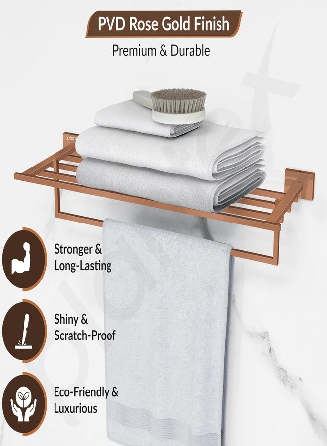 Plantex 304 Grade Stainless Steel 24 inch Towel Rack for Bathroom/Towel Stand/Hanger/Towel Bar/Bathroom Accessories - Benz (Rose Gold) - Image 3