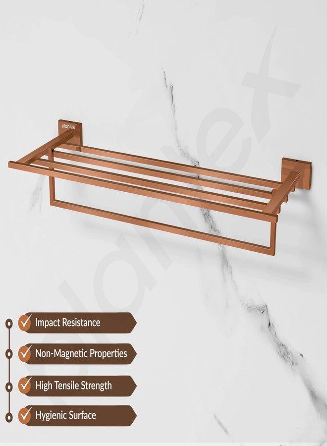 Plantex 304 Grade Stainless Steel 24 inch Towel Rack for Bathroom/Towel Stand/Hanger/Towel Bar/Bathroom Accessories - Benz (Rose Gold) - Image 2