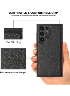 Mikki Samsung Galaxy S25 Ultra Case, Vegan Leather Protective Case for S25 Ultra 6.9", Luxury, Elegant and Beautiful Design Cover, Non-Slip Vintage Looking Perfect Leather Cover (Black)  - Image 2
