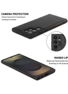 Mikki Samsung Galaxy S25 Ultra Case, Vegan Leather Protective Case for S25 Ultra 6.9", Luxury, Elegant and Beautiful Design Cover, Non-Slip Vintage Looking Perfect Leather Cover (Black)  - Image 3