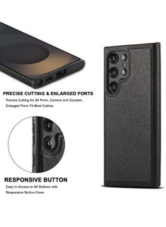 Mikki Samsung Galaxy S25 Ultra Case, Vegan Leather Protective Case for S25 Ultra 6.9", Luxury, Elegant and Beautiful Design Cover, Non-Slip Vintage Looking Perfect Leather Cover (Black)  - Image 4