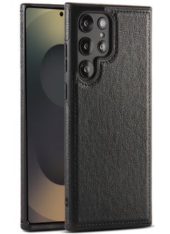 Mikki Samsung Galaxy S25 Ultra Case, Vegan Leather Protective Case for S25 Ultra 6.9", Luxury, Elegant and Beautiful Design Cover, Non-Slip Vintage Looking Perfect Leather Cover (Black)  - Image 1