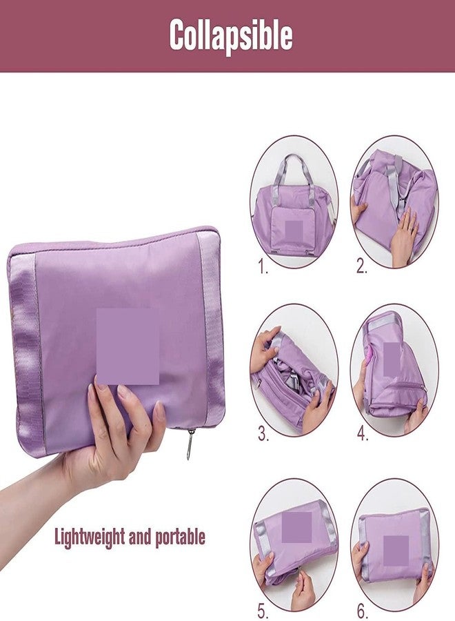 Flywind Large Capacity Folding Travel Bag, Lightweight Waterproof Carry on Luggage with Fixed Strap, Dry and Wet Separation Foldable Duffel Bag for Weekender Overnight Sports Gym Bag (Purple) - Image 5