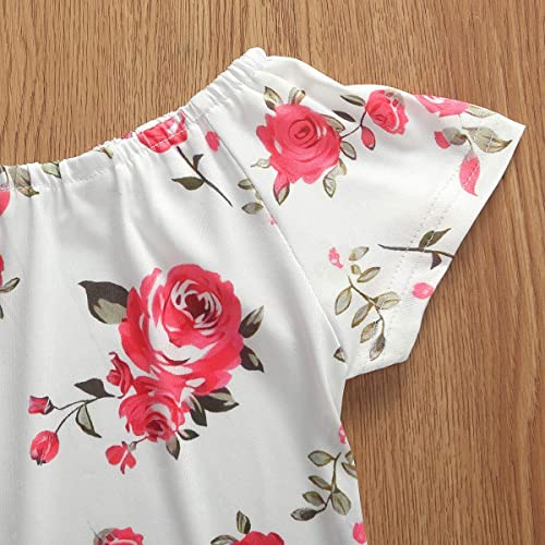 Bmnmsl Baby Toddler Girls Floral Short Sleeve Tops T-Shirt Vest & Denim Shorts Set Kids 1T 2T 3T 4T 5T 6T Clothes Summer Outfits (1, 6T) - Image 4